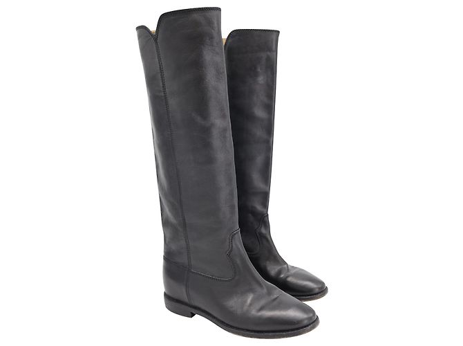 Isabel Marant Bottines Chess en Cuir Noir - vue 4