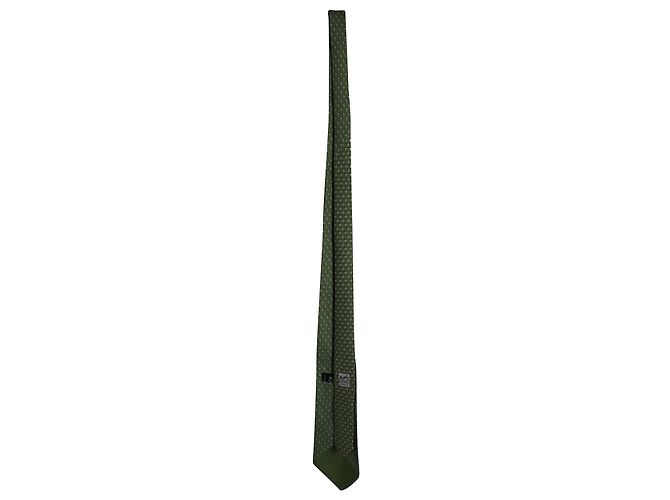 Hermès Cravatta stampata Hermes in seta verde - vista 2