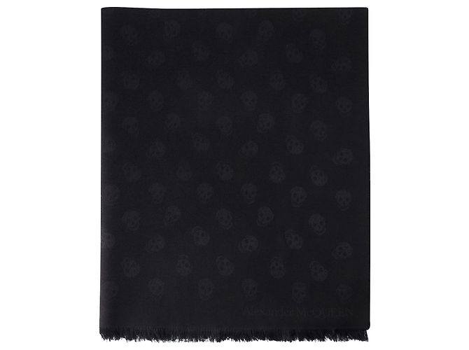 Écharpe All Over Skull - Alexander Mcqueen - Laine - Noir - vue 2