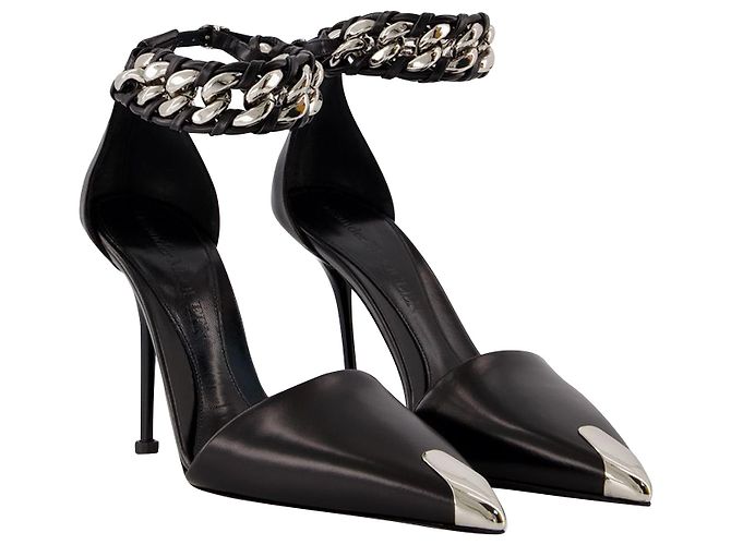 Zapatos de tacón Punk - Alexander Mcqueen - Cuero - Negro/plata - vista 2