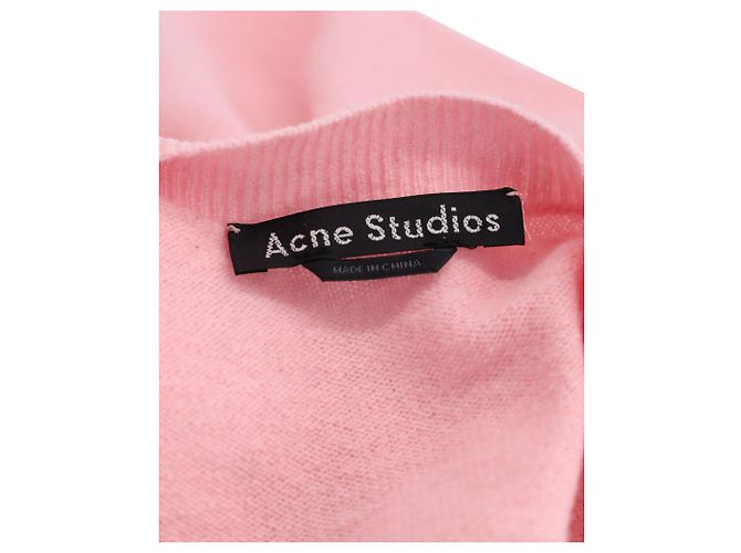 Acne Studios Kalon Face Patch Sweater in Pink Wool - view 4