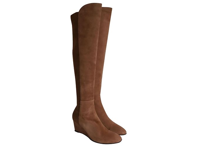 Stivali al ginocchio Stuart Weitzman Blaire in pelle scamosciata marrone - vista 3