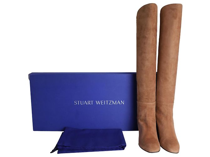 Stivali al ginocchio Stuart Weitzman Blaire in pelle scamosciata marrone - vista 7