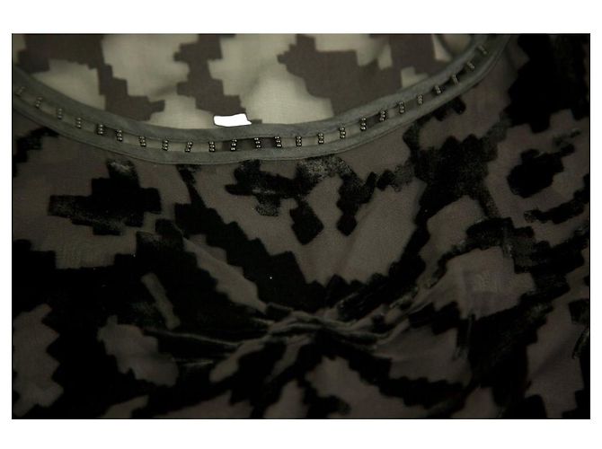 Juicy Couture Schwarzes seidiges Devore-Velours-Minikleid mit Blumenperlen, Größe 8 - Ansicht 4