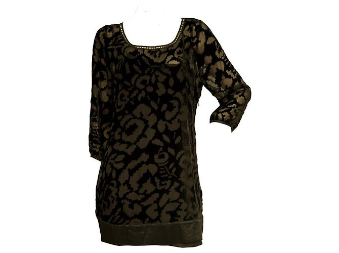 Juicy Couture Schwarzes seidiges Devore-Velours-Minikleid mit Blumenperlen, Größe 8 - Ansicht 8
