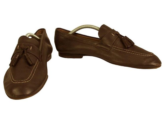 Louis Vuitton Mocassini Slip On con Nappe in Pelle Grigio Talpa da Uomo 7.5 M - vista 11