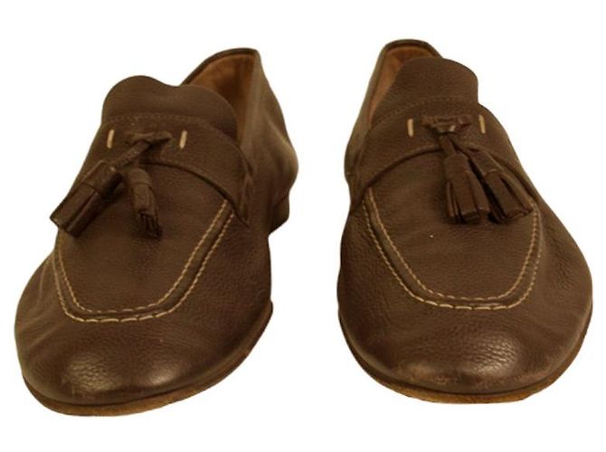 Louis Vuitton Mocassini Slip On con Nappe in Pelle Grigio Talpa da Uomo 7.5 M - vista 5