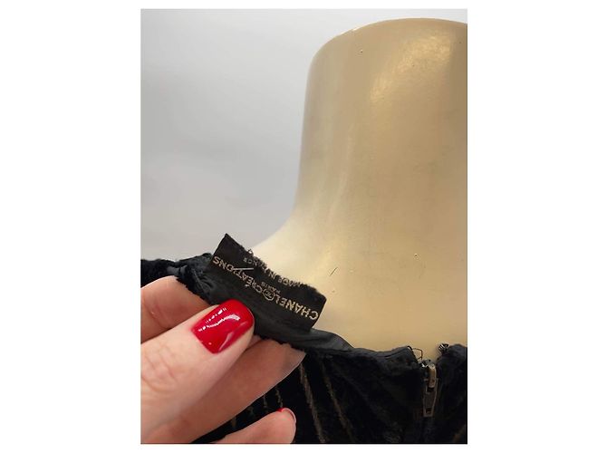 Cambon Vintage Chanel Samtkleid Schwarz - Ansicht 3