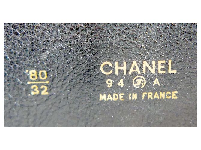 Otoño de la vendimia de Chanel 1994  Cinturón corsé de cuero con hebilla trapezoidal Negro - vista 7