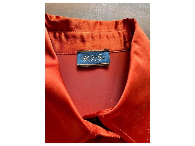 Autre Marque Blusa de satén de seda naranja pimentón - vista 2