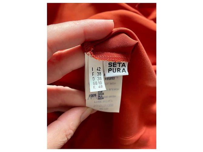 Autre Marque Blusa de satén de seda naranja pimentón - vista 4