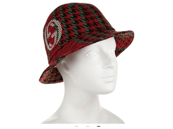 Cappello Fedora Gucci in lana rossa Rosso Verde - vista 2