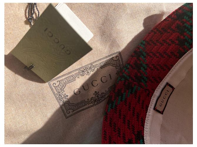 Cappello Fedora Gucci in lana rossa Rosso Verde - vista 5