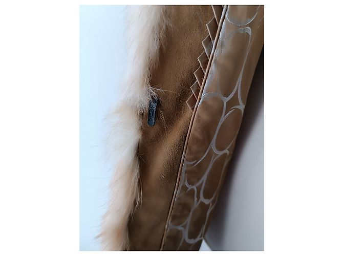 Autre Marque Abrigo de piel de conejo beige camel Camello - vista 11