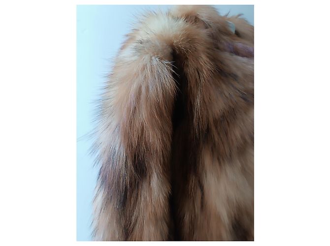 Autre Marque Abrigo de piel de conejo beige camel Camello - vista 2