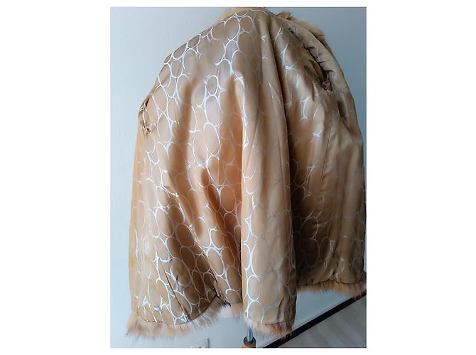 Autre Marque Abrigo de piel de conejo beige camel Camello - vista 7