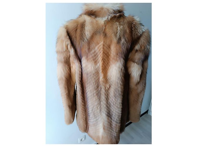 Autre Marque Abrigo de piel de conejo beige camel Camello - vista 8