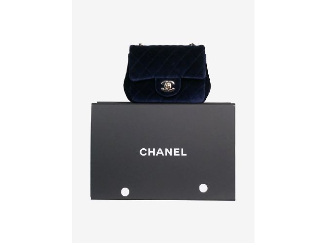 Chanel Velluto mini quadrato blu 2020 Classica patta singola in hardware dorato - vista 10
