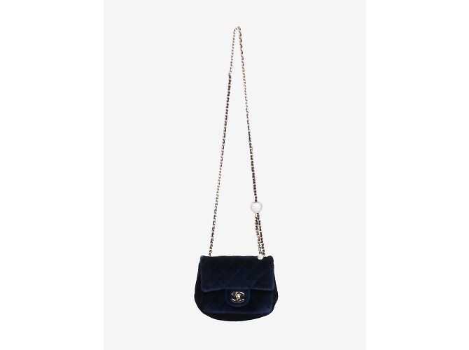 Chanel Velluto mini quadrato blu 2020 Classica patta singola in hardware dorato - vista 3