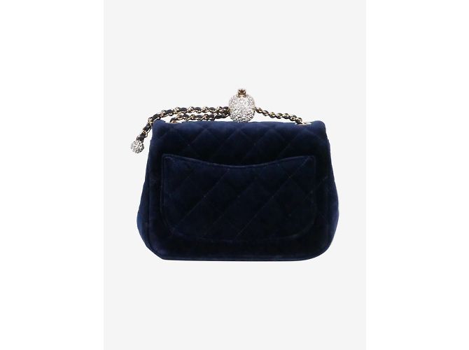 Chanel Velluto mini quadrato blu 2020 Classica patta singola in hardware dorato - vista 4