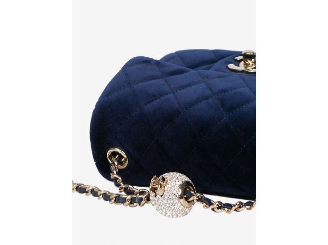 Chanel Velluto mini quadrato blu 2020 Classica patta singola in hardware dorato - vista 6