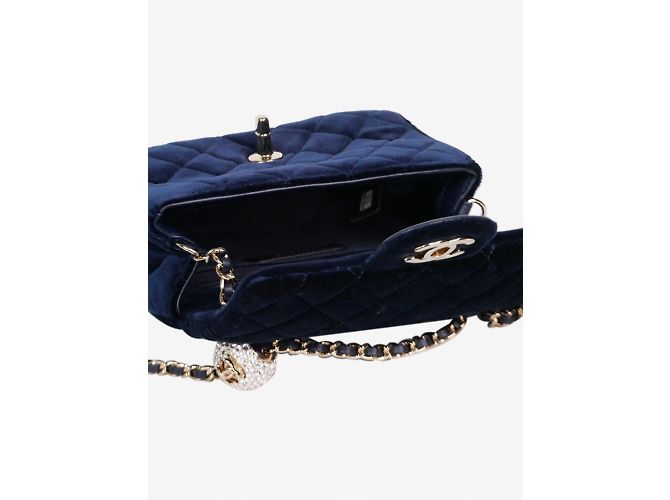 Chanel Velluto mini quadrato blu 2020 Classica patta singola in hardware dorato - vista 9
