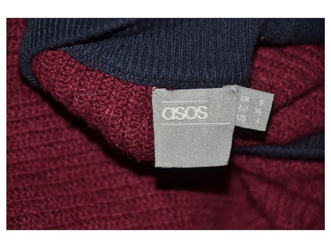 Asos Pullover dunkelrot und dunkelblau Wolle Viskose Nylon Bordeaux - Ansicht 3