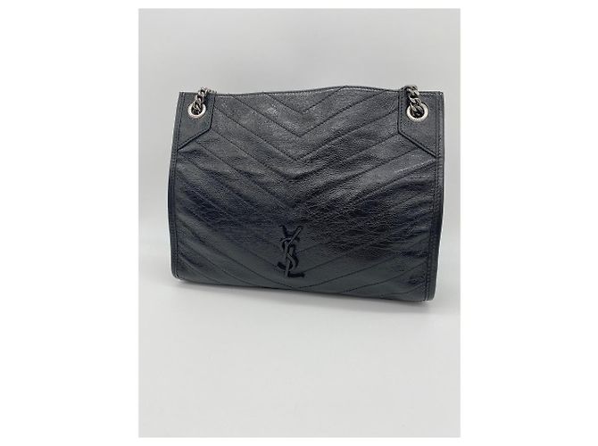Borsa tote Monogram Yves Saint Laurent in pelle nera Nero - vista 16