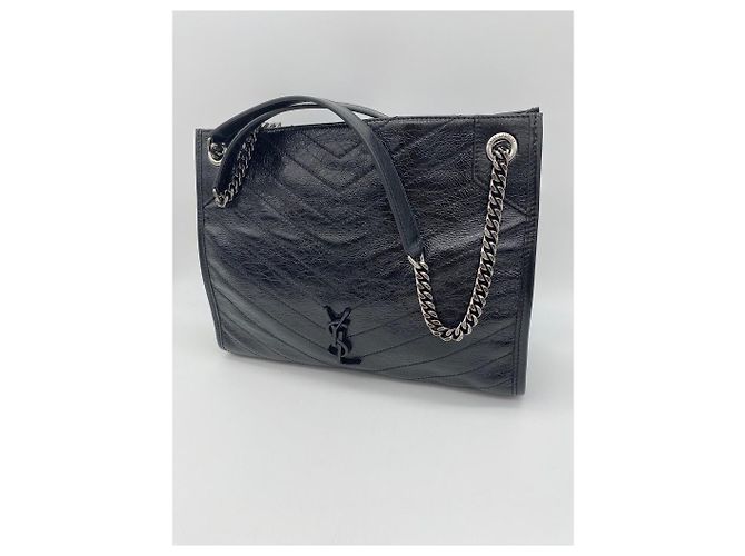 Borsa tote Monogram Yves Saint Laurent in pelle nera Nero - vista 9