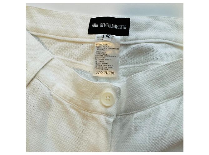 Pantalones Ann Demeulemeester Blancos de Lino y Algodón - vista 3