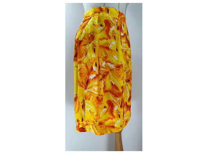 Falda midi de seda Escada Amarilla Multicolor Amarillo - vista 2