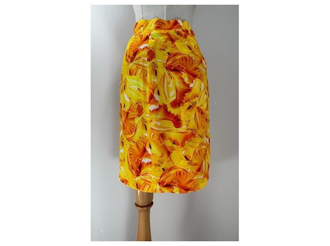 Falda midi de seda Escada Amarilla Multicolor Amarillo - vista 3