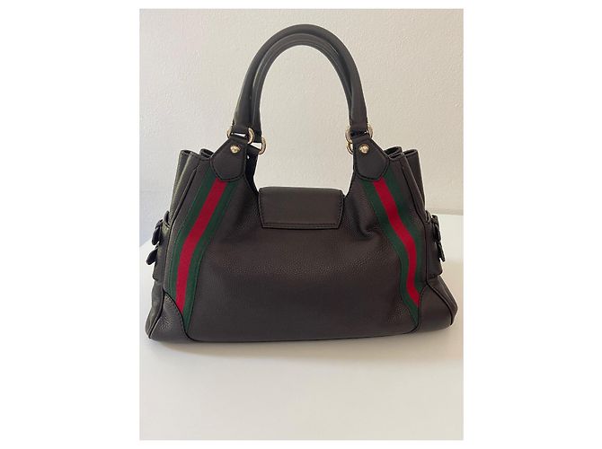 Borsa Gucci in pelle marrone - vista 3