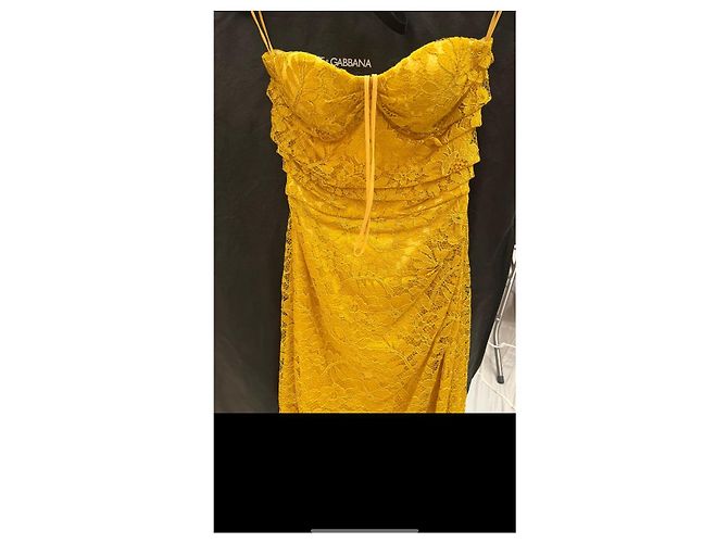 Vestido de encaje amarillo con bustier Dolce & Gabbana - vista 10