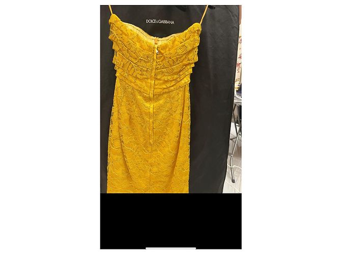 Vestido de encaje amarillo con bustier Dolce & Gabbana - vista 9