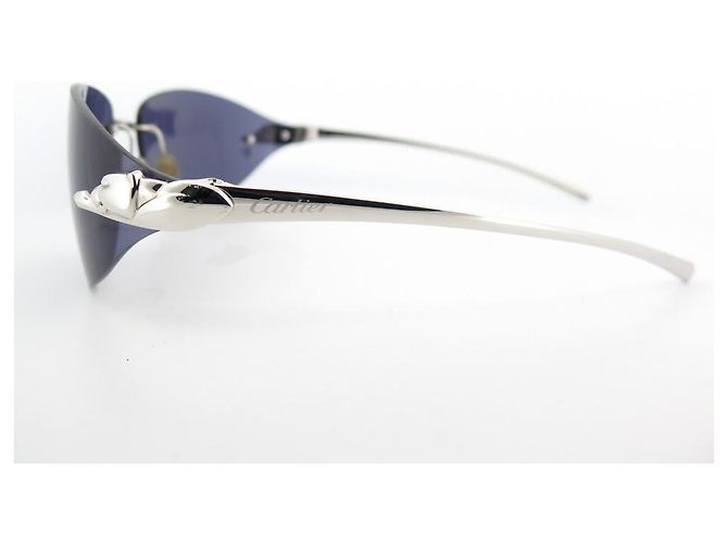 NUEVE GAFAS DE SOL CARTIER PANTHERE DE METAL PLATA NUEVAS GAFAS DE SOL - vista 2
