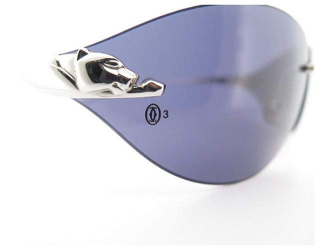 NUEVE GAFAS DE SOL CARTIER PANTHERE DE METAL PLATA NUEVAS GAFAS DE SOL - vista 3