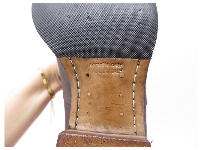 Hermès ZAPATOS HERMES CHELSEA 44 Botas de cuero marron Castaño - vista 11