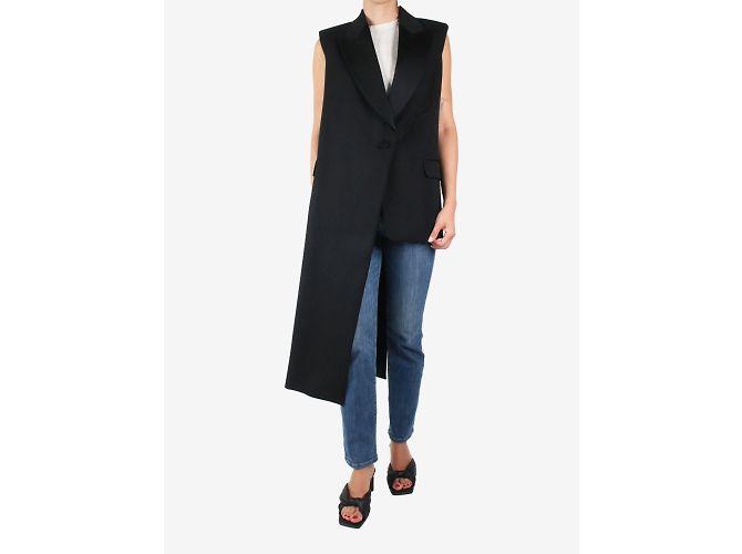 Alexander Mcqueen Cappotto asimmetrico nero senza maniche - taglia IT 38 - vista 3