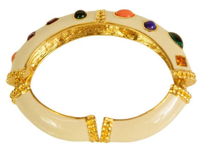 Bracciale KENNETH JAY LANE smaltato in bianco sporco con cabochon multicolori Multicolore - vista 5