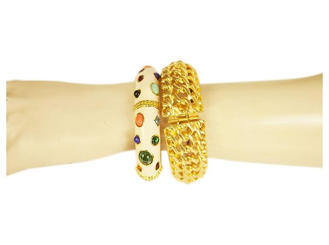 Bracciale KENNETH JAY LANE smaltato in bianco sporco con cabochon multicolori Multicolore - vista 7