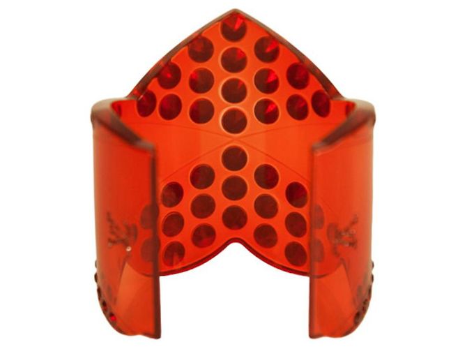Bracciale rigido Louis Vuitton a cuore largo in resina rossa con strass rossi RARO!! Rosso - vista 6