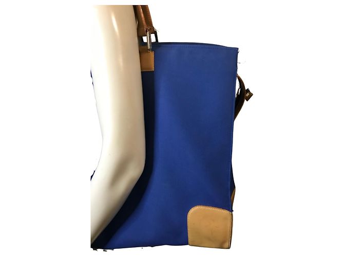 Borsa bimateriale Le Tanneur Blu Cammello - vista 7