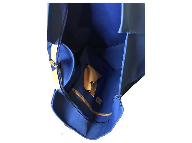 Borsa bimateriale Le Tanneur Blu Cammello - vista 8