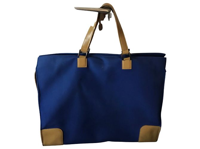 Borsa bimateriale Le Tanneur Blu Cammello - vista 9