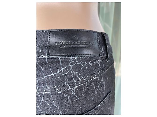 Vaqueros pitillo Designers Remix MoonlegS3 negros Gris - vista 3