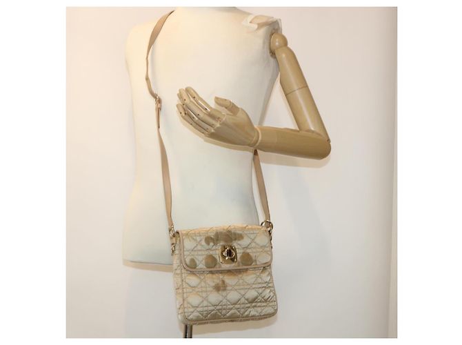 Christian Dior Lady Dior Canage Borsa a tracolla Nylon Beige Aut 48125 - vista 24