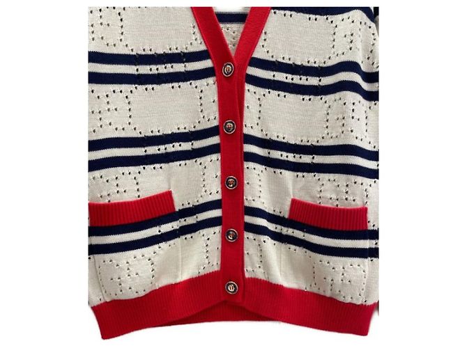 ***Cárdigan de algodón a rayas de punto GUCCI GG Multicolor - vista 5