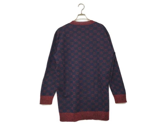 ***GUCCI Interlocking G Lame-Strickjacke Rot Marineblau - Ansicht 2