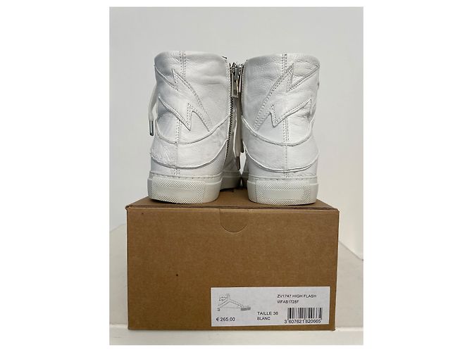 Sneakers Zadig & Voltaire ZV1747 HIGH FLASH in pelle bianca Bianco - vista 3